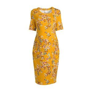 Maternity Floral Print Side Ruched Soft Comfy Dress Size S